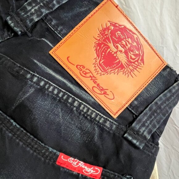 Men's Ed Hardy Swarovski Crystal Skull Jeans - Picture 4 of 7